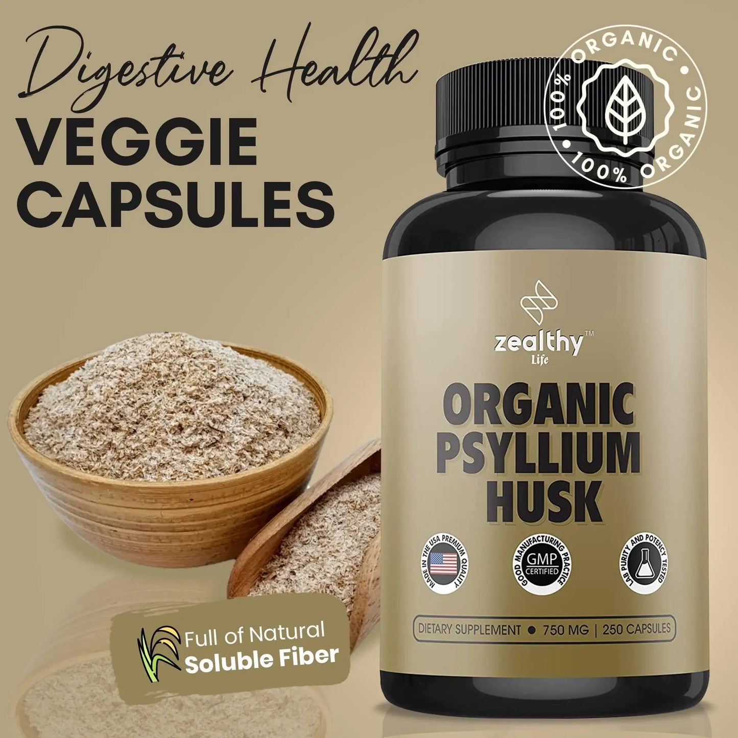 Vegan Husk Capsules All Natural Fiber Supplement